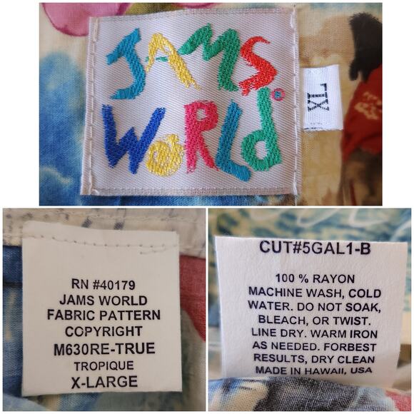 vintage JAMS WORLD Tropique tropical button up graphic Hawaiian shirt Size XL - Picture 5 of 6